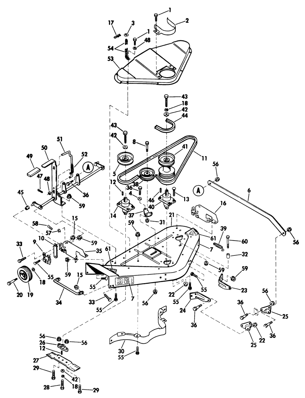 Rider Mower Pan 1 Diagram and Parts List for 2680A (200000001-299999999)(1972) Lawn Boy Snow Blower